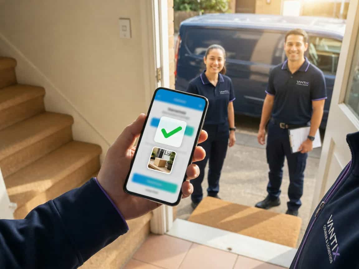 VANTIX courier completing a delivery handoff