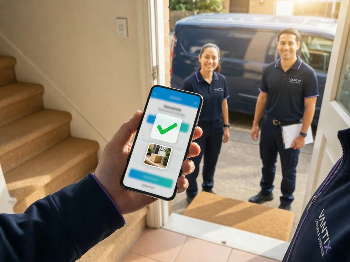 VANTIX courier completing proof of delivery